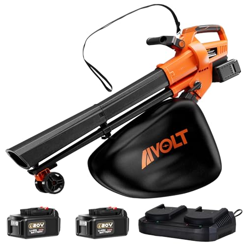 AIVOLT Cordless Leaf Vacuum Blower Mulcher with Battery and Charger, 2 * 4.0Ah Battery Powered Leaf Vacuum with 40L Bag, 160MPH Air Speed, 4 Speed Modes, Suitable for Lawn Care Yard Cleaning
