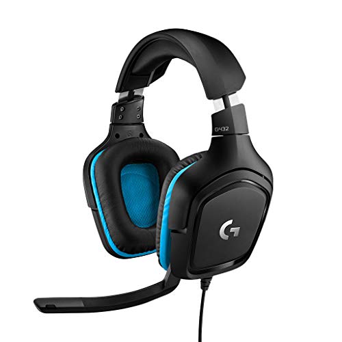 Logitech G432 Wired Gaming Headset, 7.1 Surround Sound, DTS Headphone:X 2.0, 50 mm Audio Drivers, USB and 3.5 mm Jack, Flip-to-Mute Mic, PC (Leatherette) -Black