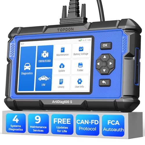 OBD2 Scanner TOPDON ArtiDiag600S V2.0, Scan Tool with 9 Reset Service, Upgrade of AD500S/AD600S, Code Reader for ABS/SRS/Engine/Trans, FCA AutoAuth, Lifetime Free Update, Auto VIN, Battery Test, CANFD