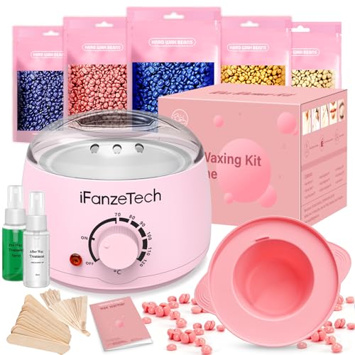 Waxing Kits Wax Melt Warmer: Waxing Kits for Women, Painless Wax Warmer Wax Kit with 5 Packs Waxing Beads &amp;30 Applicator Sticks - at Home Waxing Pot for Hair Removal for Full Body Brazilian Bikini Legs