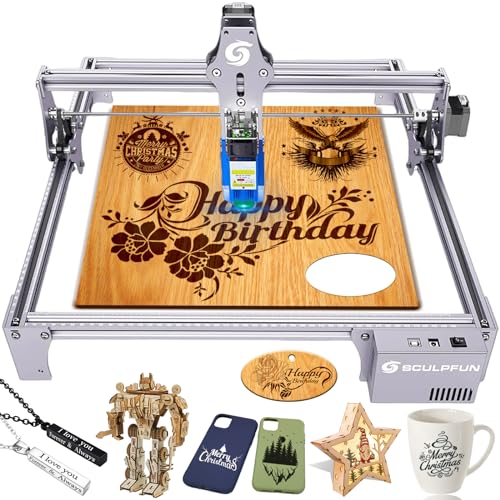 SCULPFUN S6 Pro Laser Engraver, 5500mW Output Laser Cutter for Beginners, Logo Marking Machine, DIY Engraving Machine for Wood, Black Acrylic, Leather, Coated Ceramic...