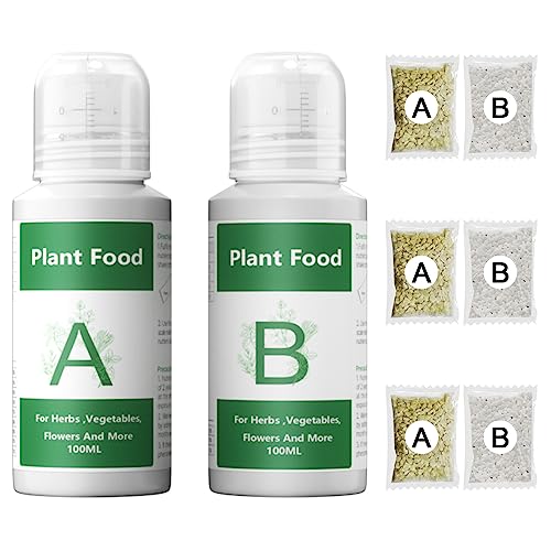 Hydroponics Nutrients (800ml in Total), Plant Food A &amp; B Hydroponics Supplies, Indoor Plant Fertilizer for Hydroponics Growing System, Growing System Accessories for Vegetables Fruits Flowers Thrive