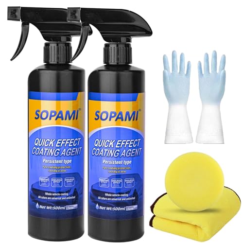 Sopami Car Coating Spray, Sopami Quick Effect Coating Agent, Multifunctional Coating Renewal Agent Spray, Plastic Revitalizing Coating Agent, Unmatched Slickness, Pro Results (2Pcs)