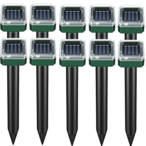 Solar Powered Mole Repellent 10 Pack &amp; Pest Repellent - Ultrasonic Outdoor Deterrent for Lawn, Garden - Rodent Device (Raccoon, Gopher, Vole)