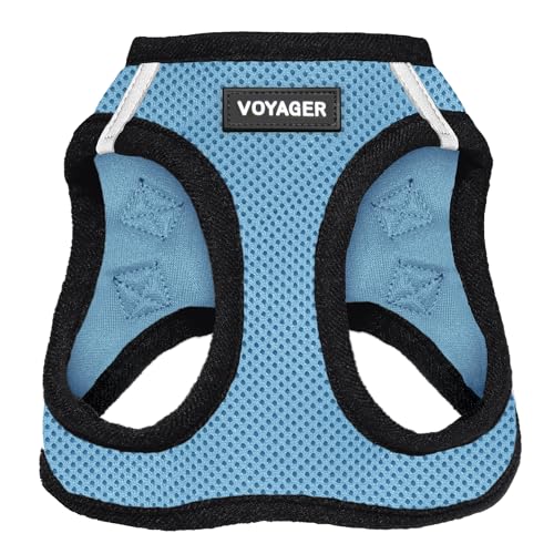 Voyager All Weather No Pull Step-in Mesh Dog Harness with Padded Vest, Best Pet Supplies, Medium, Baby Blue Base