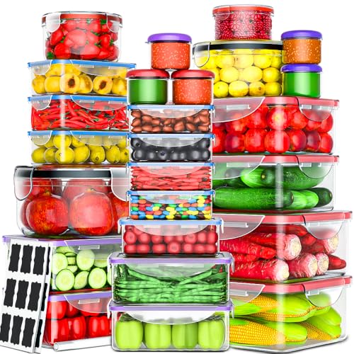 50 Pcs Large Food Storage Containers with Lids Airtight- 2500ML to Sauces Box-Total15.5L Stackable Kitchen Bowls Set Meal Prep Containers-BPA Free Leak proof Plastic Lunch Boxes-Freezer Microwave safe