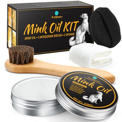 4-in-1 Mink Oil Leather Conditioner and Cleaner 3.52 oz - Premium Waterproof Formula for Boots and Shoes
