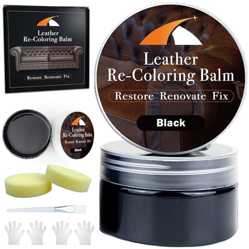 Black Leather Repair Kit - Recoloring Balm and Dye to Restore &amp; Renew Scratched, Faded and Aged Leather &amp; Vinyl Couches, Boots, Car Seats or Furniture