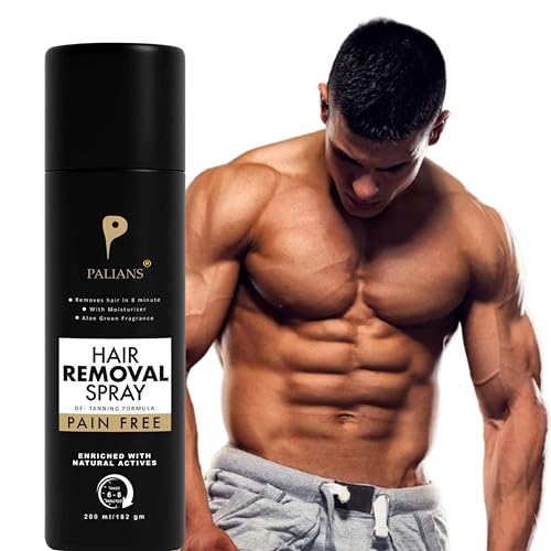 Palians Advanced Hair Removal Spray for Men - Quick &amp; Painless Body Hair Removal - Fast-Acting, Gentle Formula with Soothing Aloe &amp; Vitamin E (200 ml (Pack Of 2))