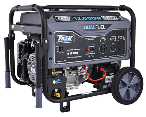 Pulsar 12,000W Dual Fuel Portable Generator in Space Gray with Electric Start, G12KBN