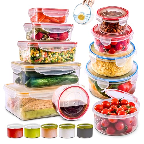 28 PCs Large Food Storage Containers with Airtight Lids-Freezer &amp; Microwave Safe,BPA Free Plastic Meal Prep Containers &amp; Kitchen set.Leak proof Lunch Containers-Snacks, Sandwich, Sauces &amp; Bento box