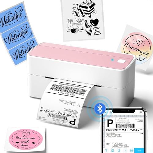 Phomemo Bluetooth Thermal Shipping Label Printer, 241BT Wireless 4x6 Label Printer for Small Business, Office &amp; Home Use, Compatible with Phone &amp; PC, Amazon, Canada Post, Ebay, Shopify, UPSP, Pink