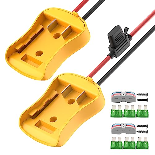 2PCS 20V Battery Adapter Power Wheel Battery Adapter Battery Converter Kit 12 AWG Wire with Fuses and Connectors for Robotic RC Car Toy