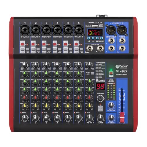 High sound quality! D Debra Audio Pro Portable Recording Mixer Audio With USB 99 DSP Digital Effects For DJ Mixer Console Karaoke Recording Studio (SI-8UX (8 Channel))