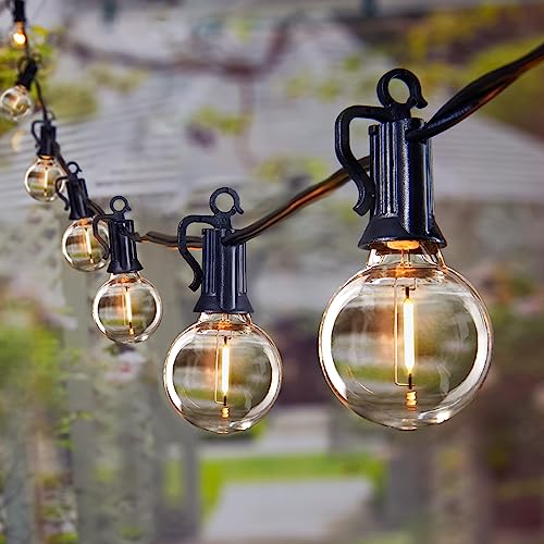 Brightown Outdoor String Lights - 50 Ft Waterproof Connectable Dimmable LED Patio Lights with 25 G40 Globe Shatterproof Plastic Bulbs, Edison Hanging Lights for Outside Backyard Porch Party Decoration