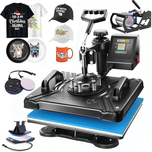 Professional Start-Up Heat Press Machines 12" x 15" Swing Away 5 in 1 Digital Multifunctional Sublimation T-Shirt Heat Press Machine for Shirts Hat Mug Cap Plate