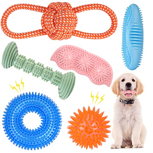 Dog Chew Toys for Puppy Teething, 3Pack 2-8 Months Puppies Teething Toys Soft &amp; Durable Puppy Toys for Cleaning Teeth and Protects Oral Health Both Small Dogs &amp; Medium Dog Suitable (3PACK)