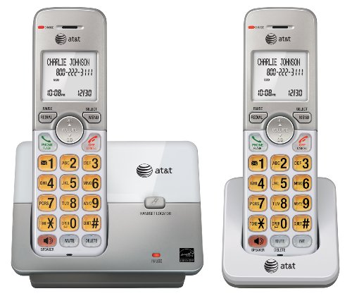 AT&amp;T DECT 6.0 2 Cordless Phones with Caller ID, Handset Speakerphones, White and Grey