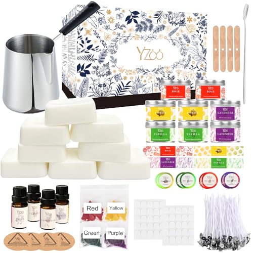 Complete Candle Making Kits for Adults Beginners,DIY Candle Making Supplies Include Soy Wax,Wax Melter,Scents,Dyes,Wicks,Wicks Sticker,Candle Tins &amp; More-Full Candle Making Set - Arts &amp; Crafts Kits