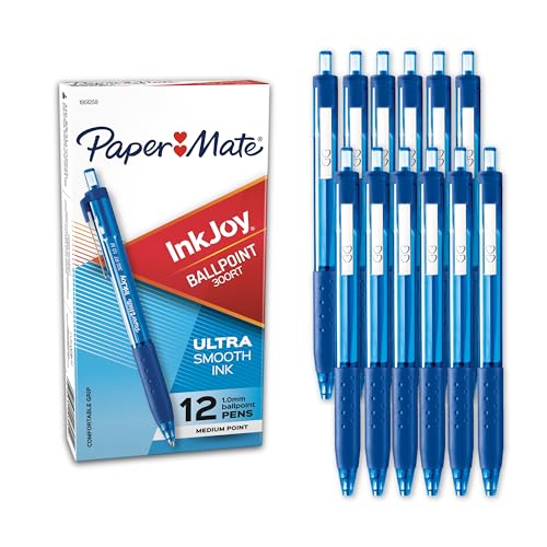 Paper Mate InkJoy 300RT Retractable Ballpoint Pens, Medium Point, Blue, Box of 12 (1951259)