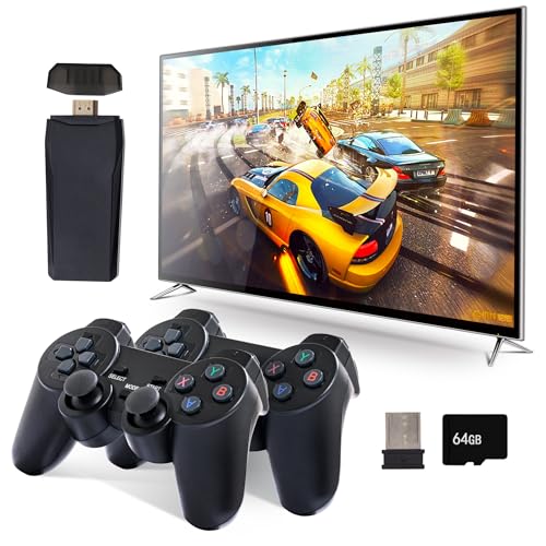 MSCFIT Retro Game Console,Plug &amp; Play TV Gaming Console with 20,000 Built-in Games, 64GB, 4K HDMI Output, 9 Iconic Emulators, 2.4G Wireless Controllers, Dark