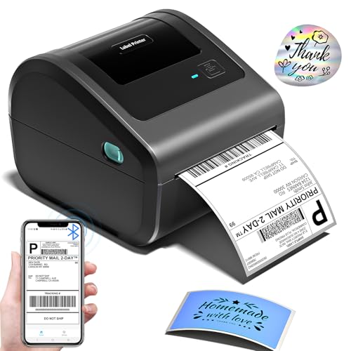 Bluetooth Shipping Label Printer 4x6 - D450BT Thermal Label Printer for Shipping Packages, 4x6 Thermal Shipping Label Printer for Small Business, Compatible with Amazon, Ebay, Etsy, USPS