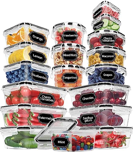 Skroam 36 Pack Food Storage Containers with lids (18 Airtight Kitchen Storage Containers &amp; 18 Lids), Plastic Meal Prep Container with Free Labels &amp; Marker - Leak Proof &amp; Freezer Safe